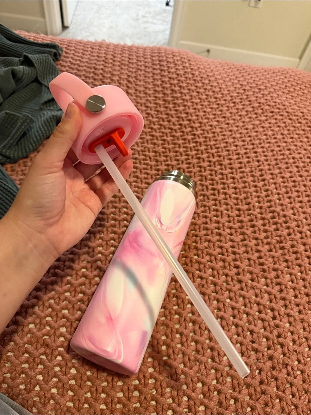 Hydro Flask Pink Marble Slim Insulated Bottle